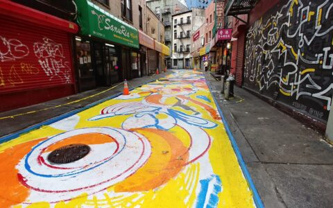 2018 Early morning freshly painted Doyers Street Chinatown New York